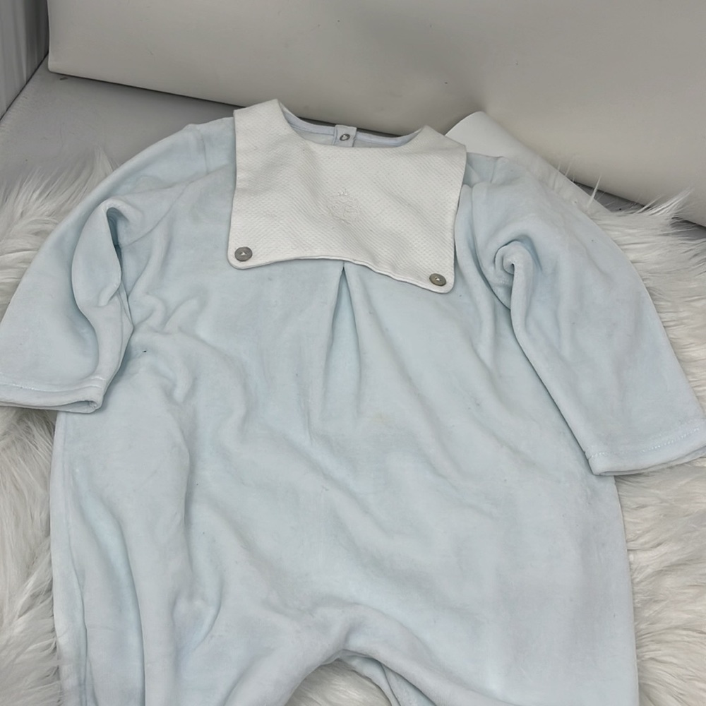 tartine et chocolat Blue Cotton Blend Babygrow 1Month (1a) Bodysuit